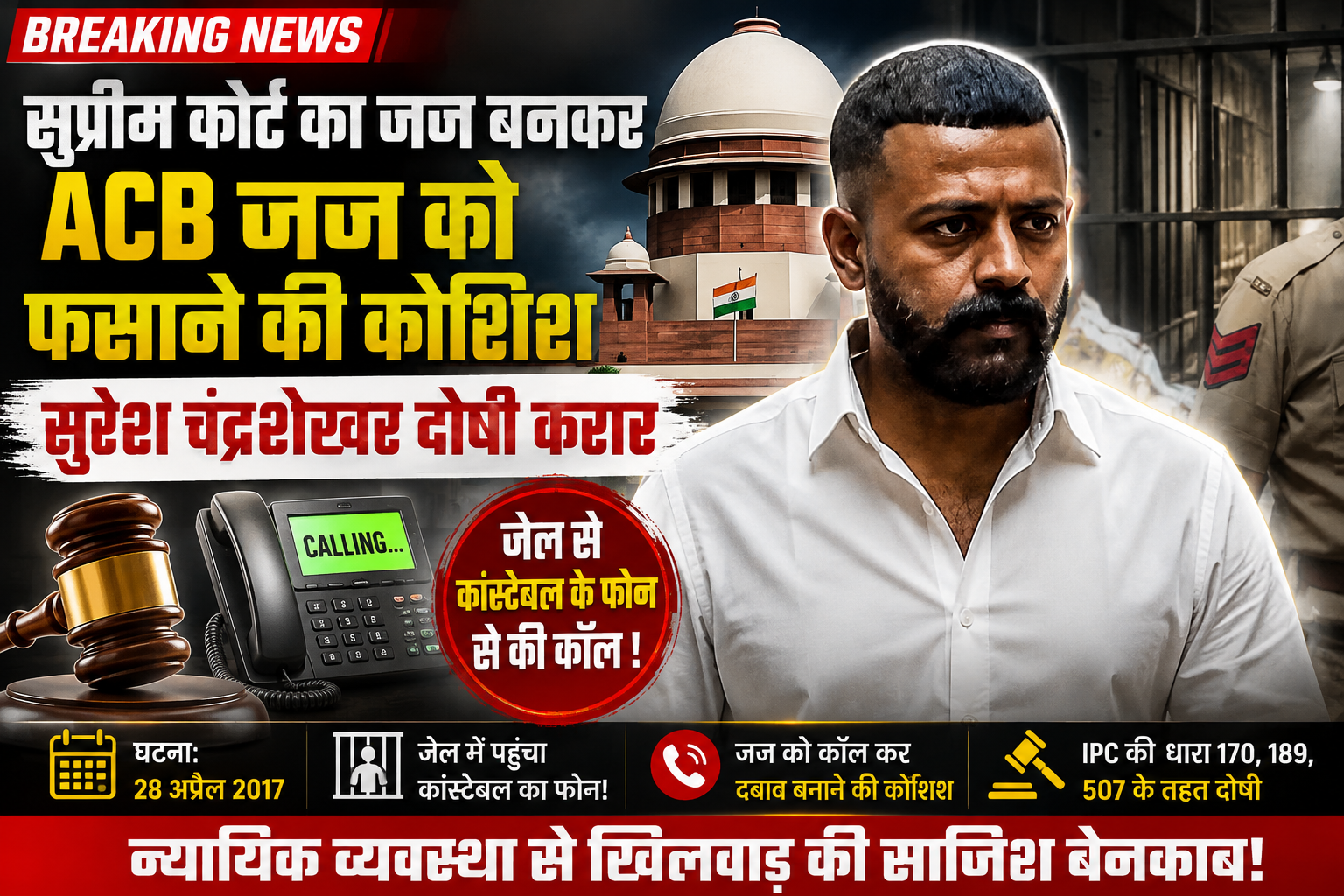 सुप्रीम कोर्ट का जज बनकर ACB जज को प्रभावित करने की कोशिश: सुकेश चंद्रशेखर दोषी करार, जेल में कांस्टेबल के फोन तक पहुंच पर भी उठे सवाल