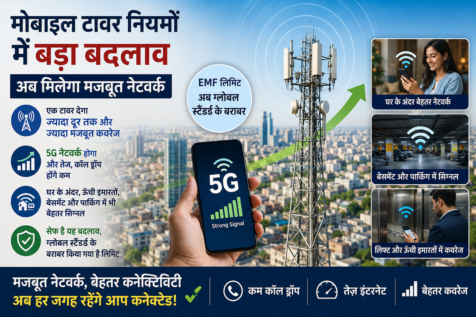 अब घर के कोने कोने और बेसमेंट में भी मिलेगा 5G ! सरकार ने बदले मोबाइल टावर के नियम