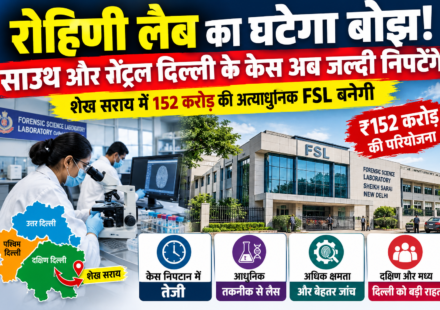 रोहिणी लैब का घटेगा बोझ! साउथ और सेंट्रल दिल्ली के केस अब जल्दी निपटेंगे, शेख सराय में 152 करोड़ की अत्याधुनिक FSL बनेगी