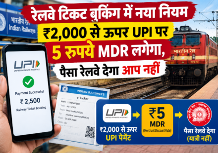 रेलवे टिकट बुकिंग में नया नियम, 2000 से ऊपर UPI पर 5 रुपये MDR लगेगा, पैसा रेलवे देगा आप नहीं
