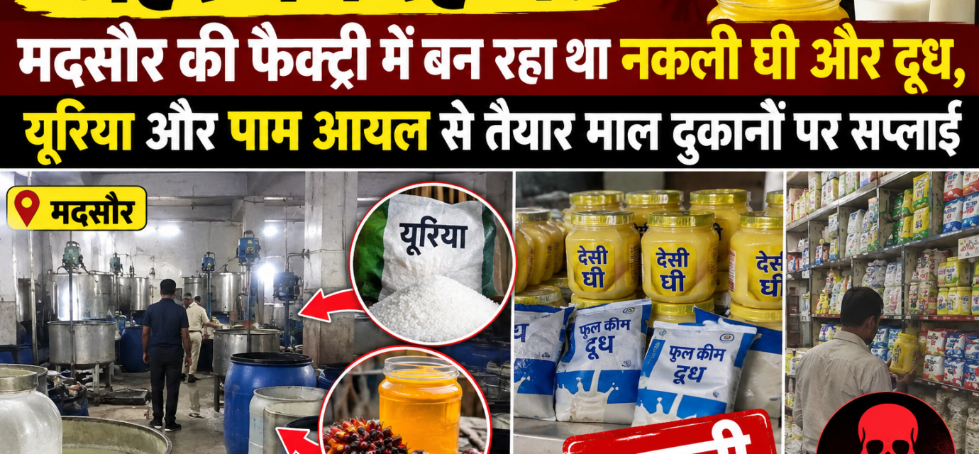 जेहर बेच रहे थे! मदसौर की फैक्ट्री में बन रहा था नकली घी और दुध, यूरिया और पाम आयल से तैयार माल दुकानों पर सप्लाई