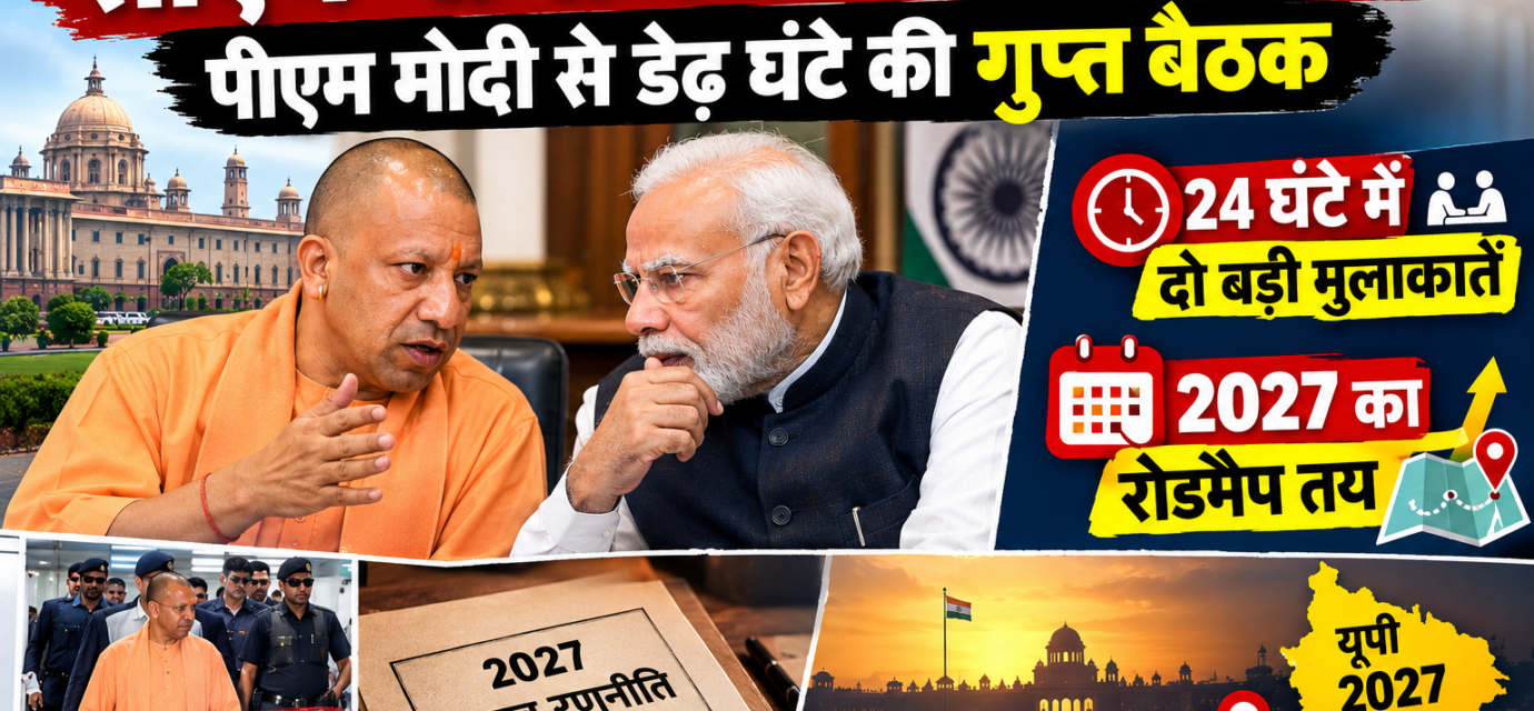 सीएम योगी की दिल्ली में धमक, पीएम मोदी से डेढ़ घंटे की गुप्त बैठक, 24 घंटे में दो बड़ी मुलाकातें, 2027 का रोडमैप तय