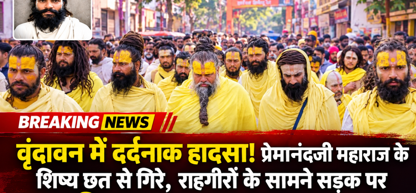 वृंदावन में दर्दनाक हादसा! प्रेमानंदजी महाराज के शिष्य छत से गिरे, राहगीरों के सामने सड़क पर सिर फट गया, VIDEO वायरल
