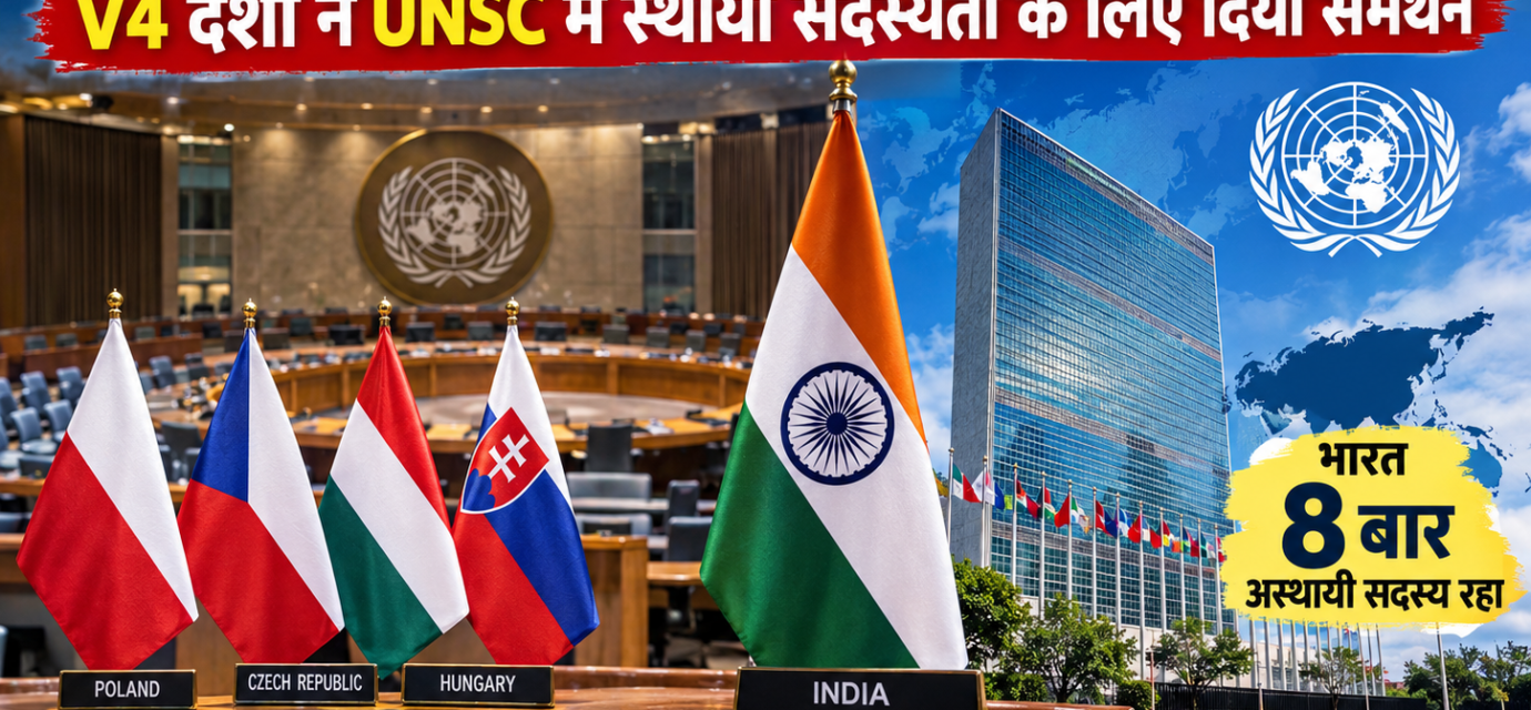 ग्लोबल साउथ की आवाज है भारत: V4 देशों ने UNSC में स्थायी सदस्यता के लिए दिया समर्थन 8 बार अस्थायी सदस्य रहा भारत