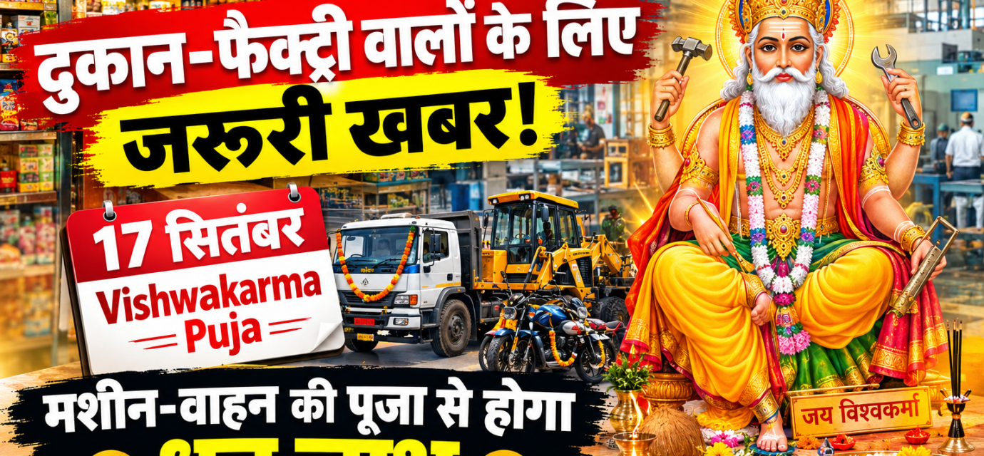 "दुकान-फैक्ट्री वालों के लिए जरूरी खबर! 17 सितंबर Vishwakarma Puja,मशीन-वाहन की पूजा से होगा धन लाभ"