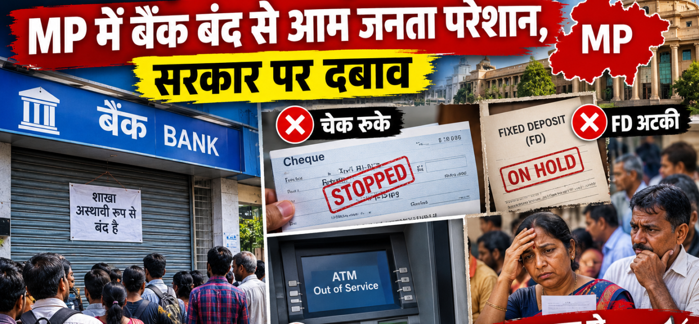 "चेक रुके, FD अटकी, ATM खाली: MP में बैंक बंद से आम जनता परेशान, सरकार पर दबाव"