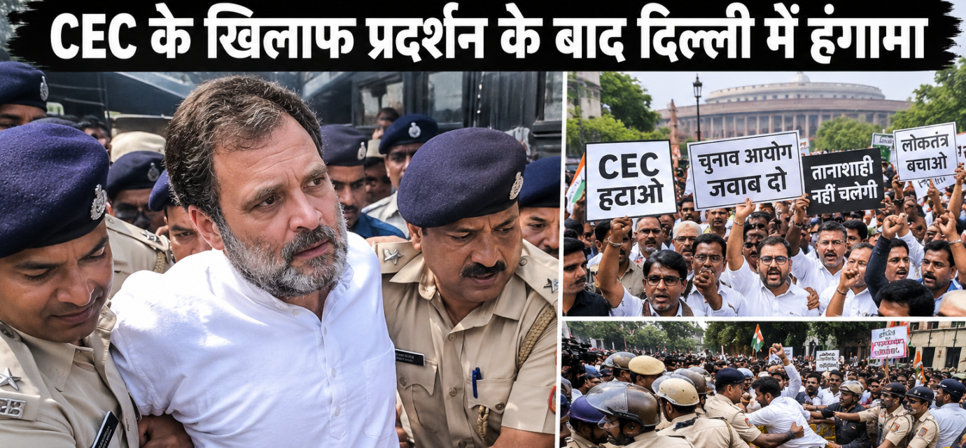 राहुल गांधी समेत 200 विपक्षी नेता हिरासत में, CEC के खिलाफ प्रदर्शन के बाद दिल्ली में हंगामा