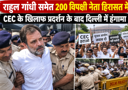 राहुल गांधी समेत 200 विपक्षी नेता हिरासत में, CEC के खिलाफ प्रदर्शन के बाद दिल्ली में हंगामा