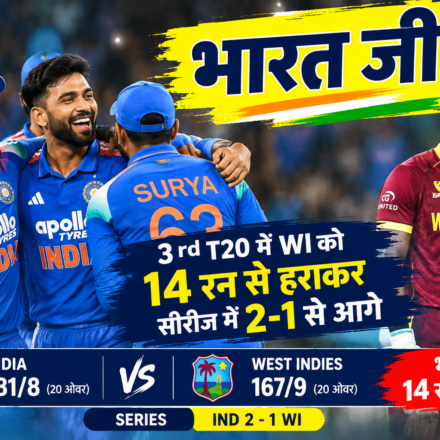 भारत जीता! 3rd T20 में WI को 14 रन से हराकर सीरीज में 2-1 से आगे